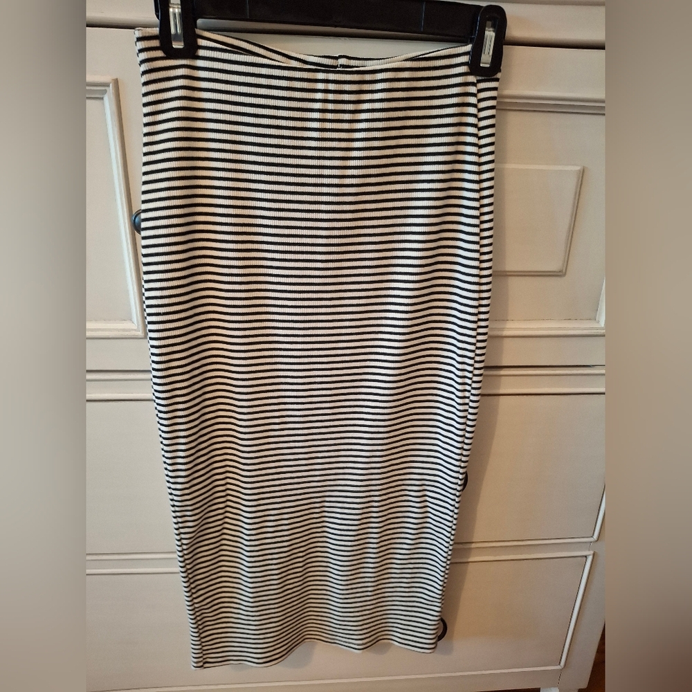 Black and White Striped Skirt
